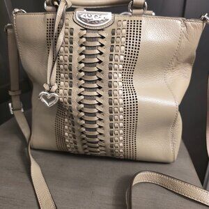 beige crossbody and clutch purse